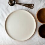 white tray and two brown bowls